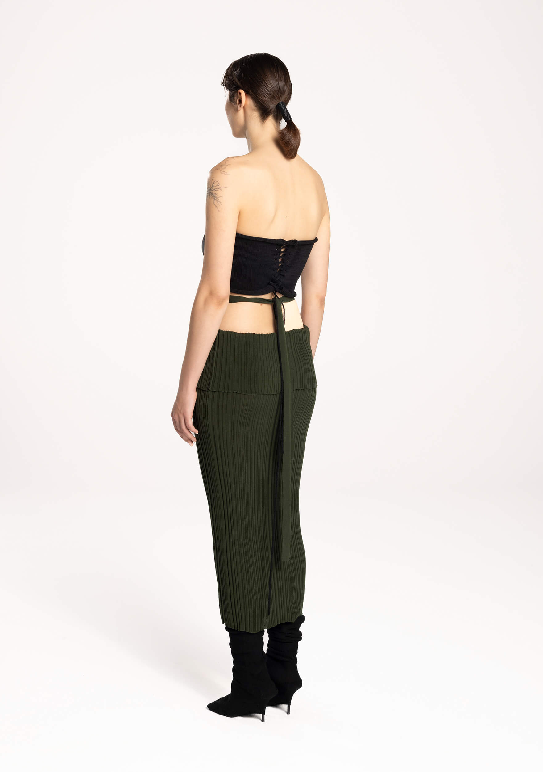 Aimala - cotton - skirt - moss green - back