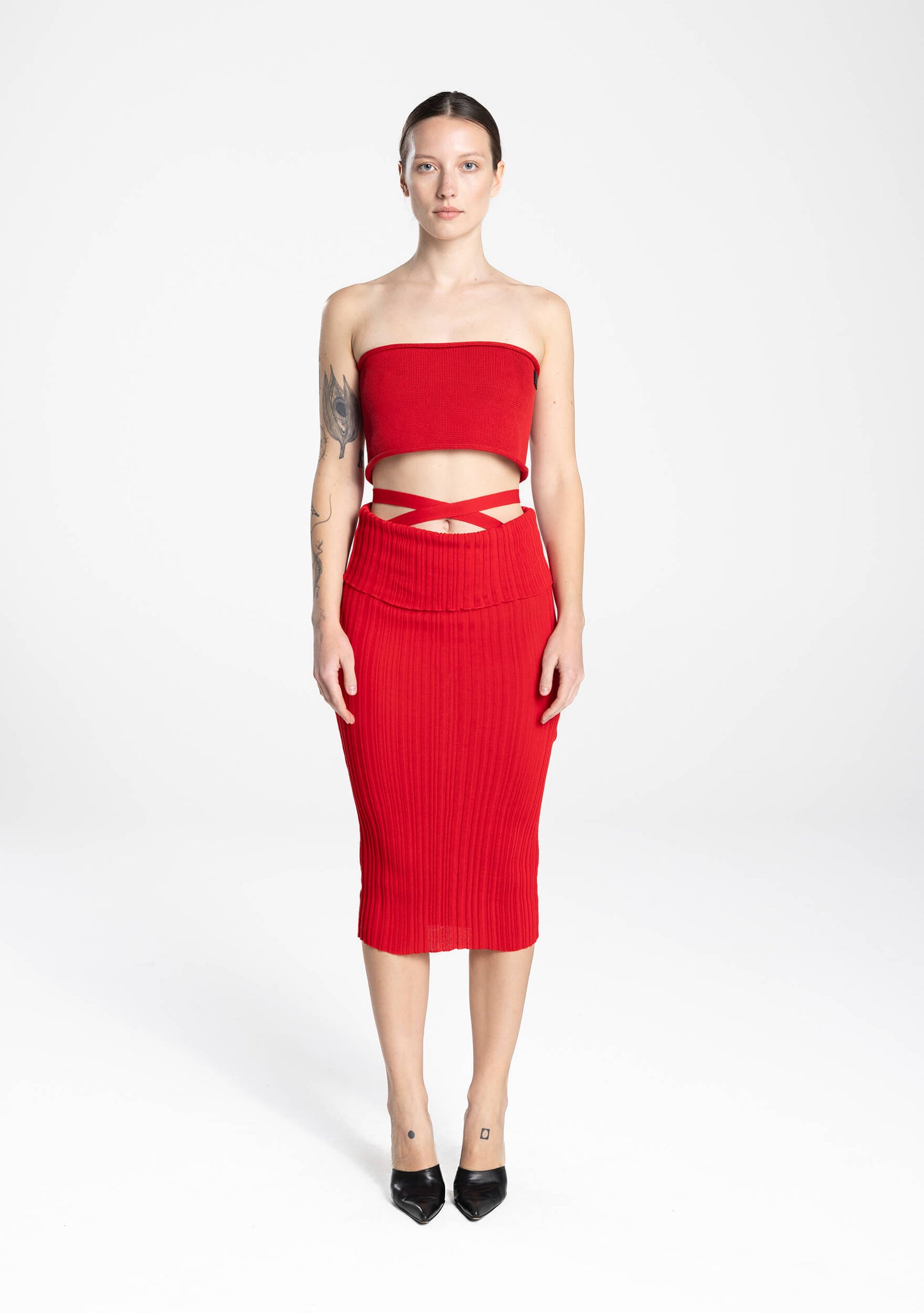 Aimala - cotton - skirt - red - front