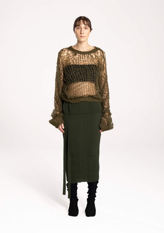 barbate - alpaca-open kin-pullover-moss green - front