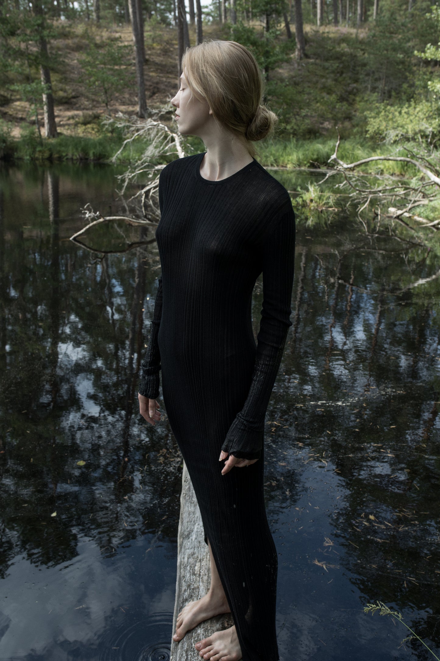 black designer trousers with waist details