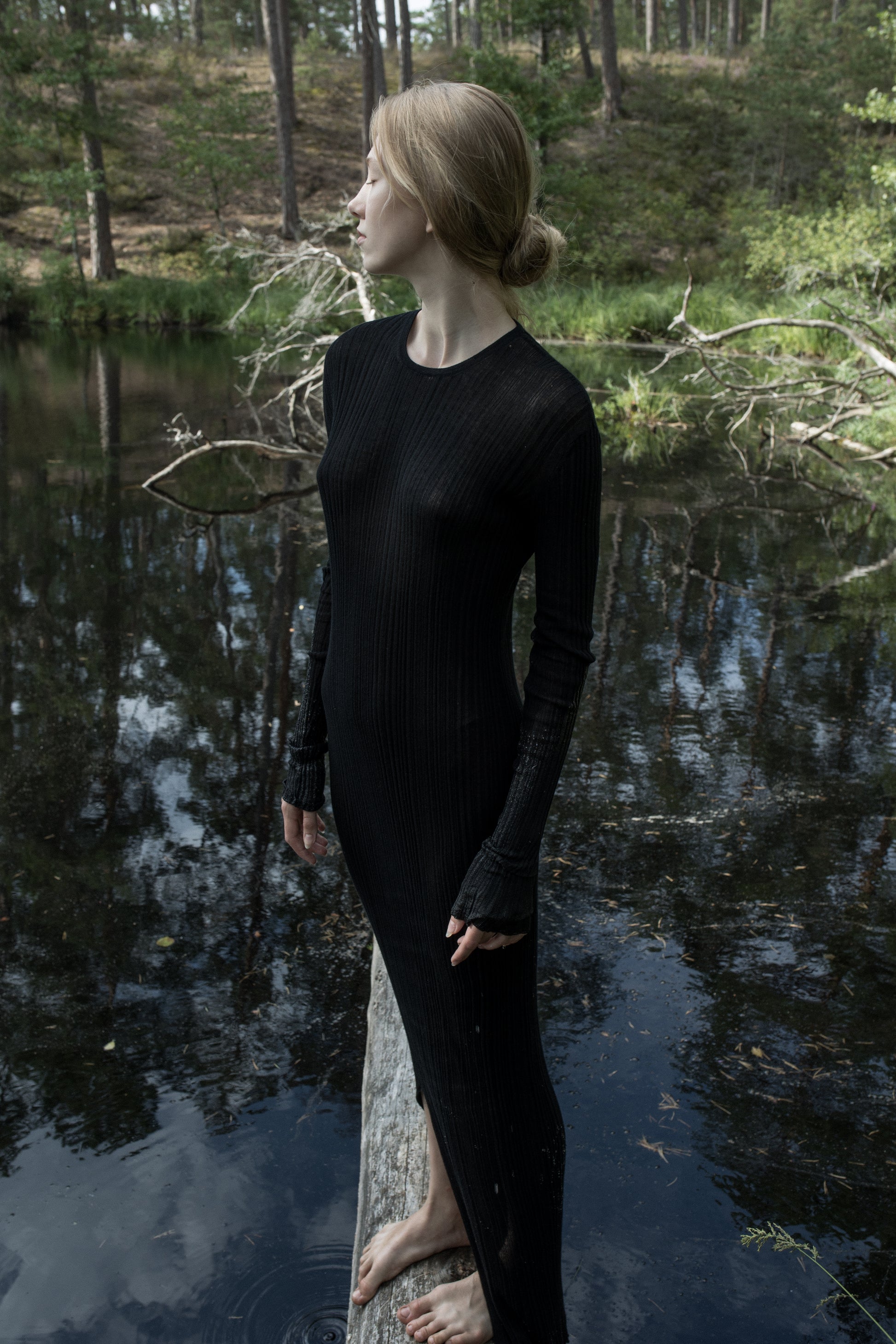 black designer trousers with waist details