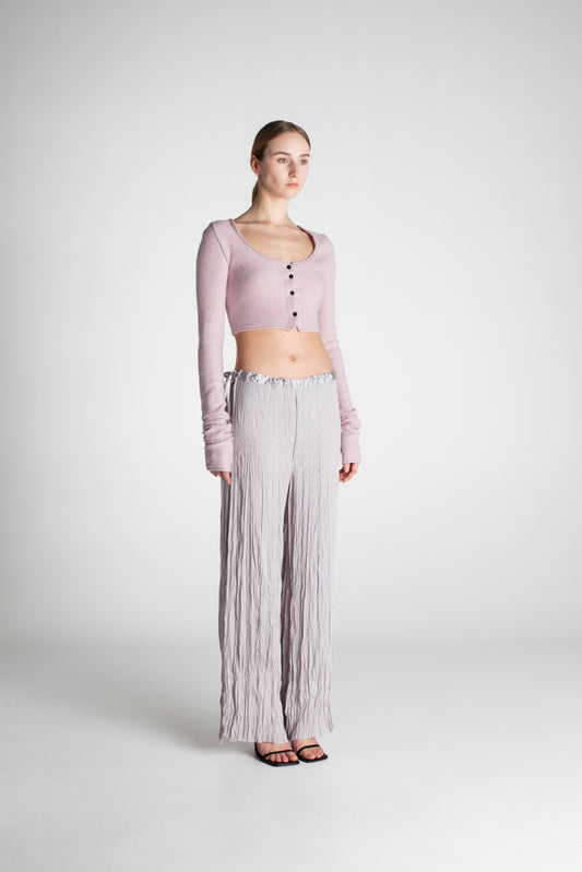 Button up designer sweater top in fitted silouette
